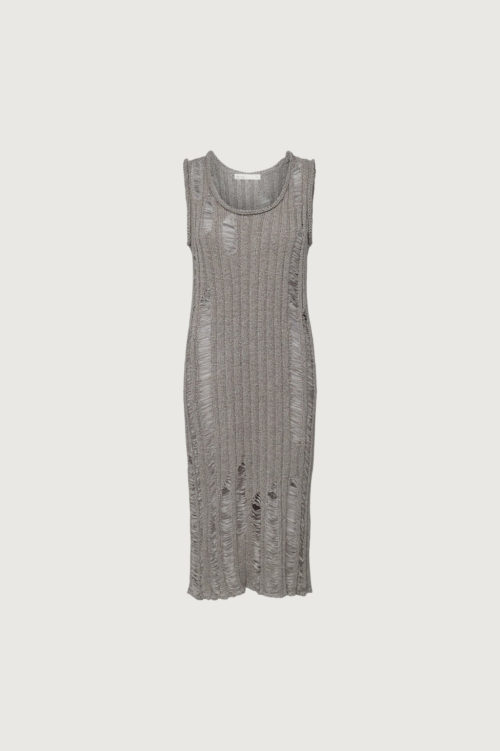 ROBE MIDI SANS MANCHES EN MAILLE CÔTELÉE À L'EFFET USÉ