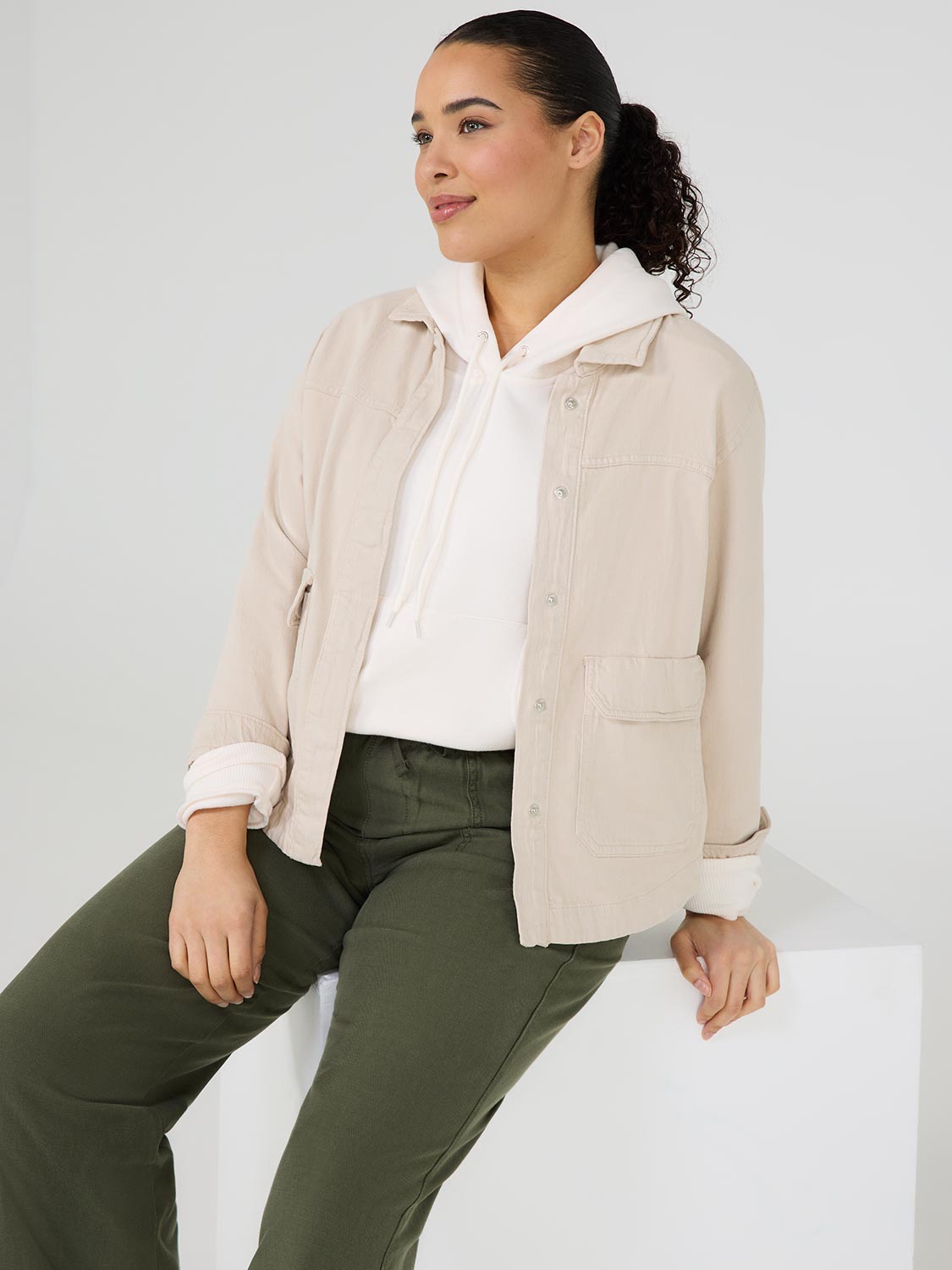 Sweat à capuche en polaire à taille