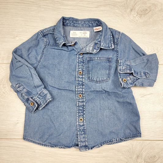 CHLV1 - Zara button down denim shirt. Size 9-12 months