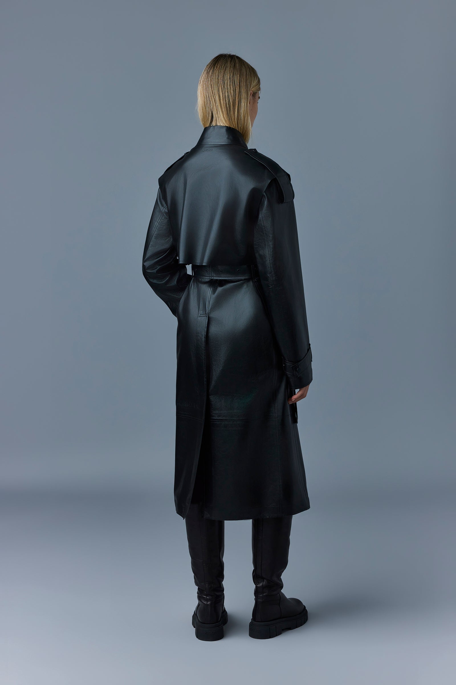 ADRIANA Trench en cuir de veau avec ceinture