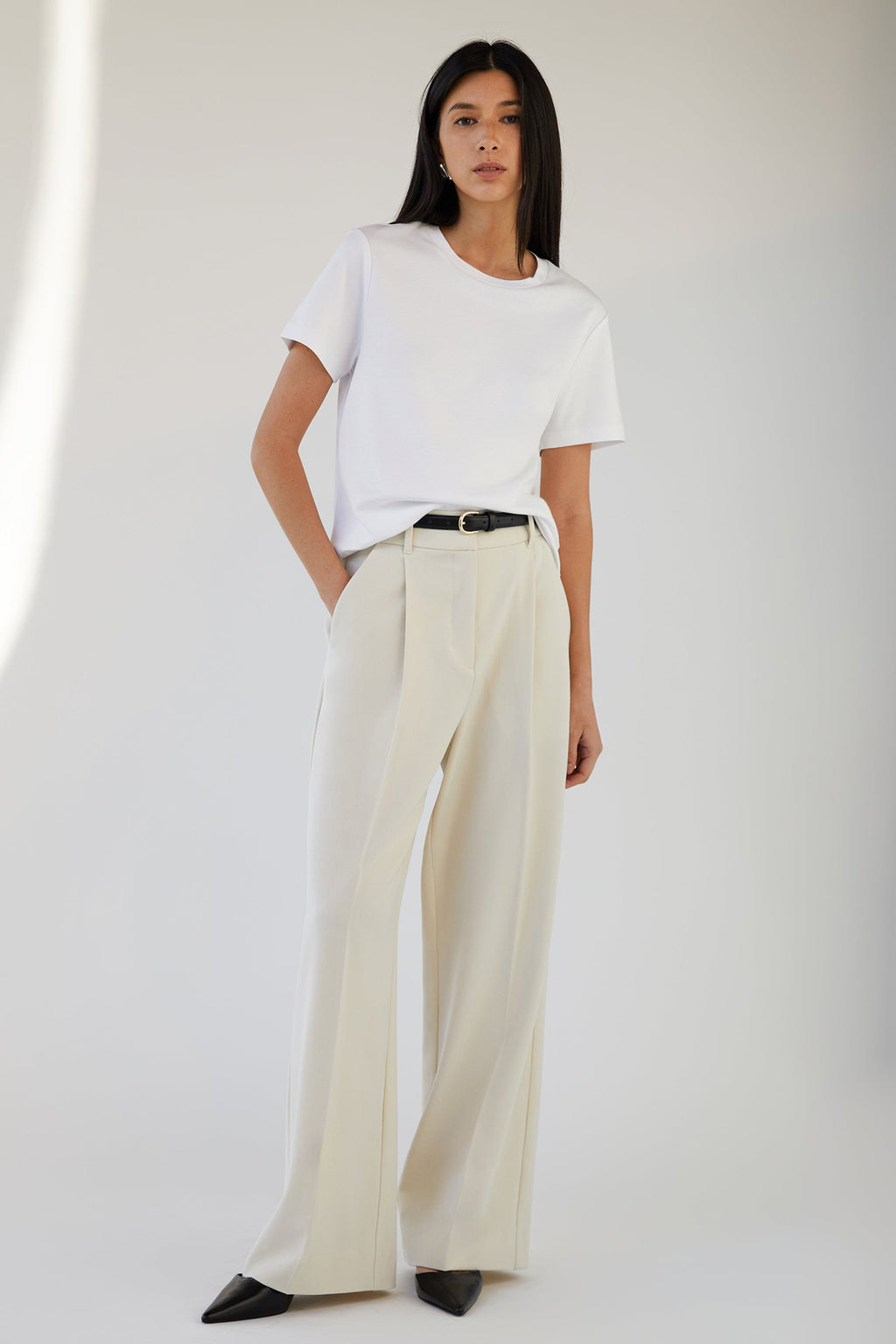 T-SHIRT À COL ROND EN COTON MODAL