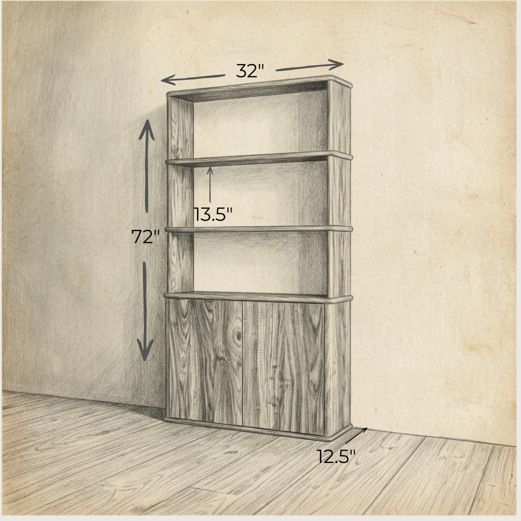 Cabinet bookshelf in white oak