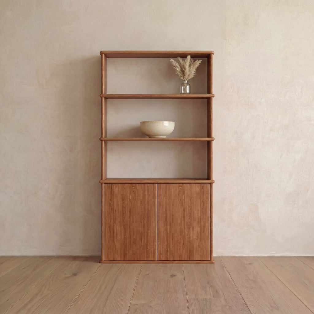 Cabinet bookshelf in red oak