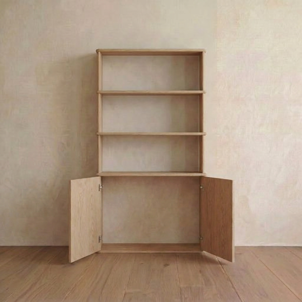 Cabinet bookshelf in white oak