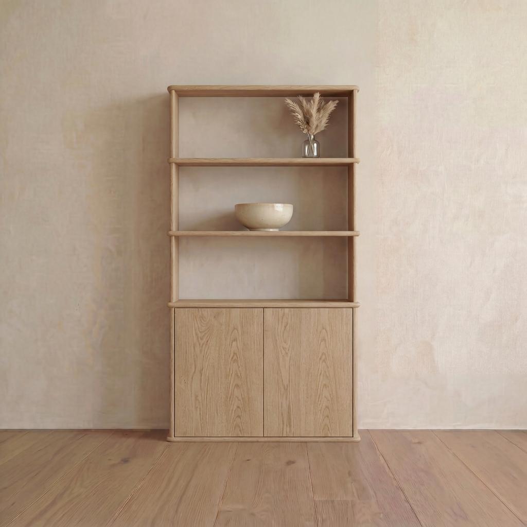 Cabinet bookshelf in white oak