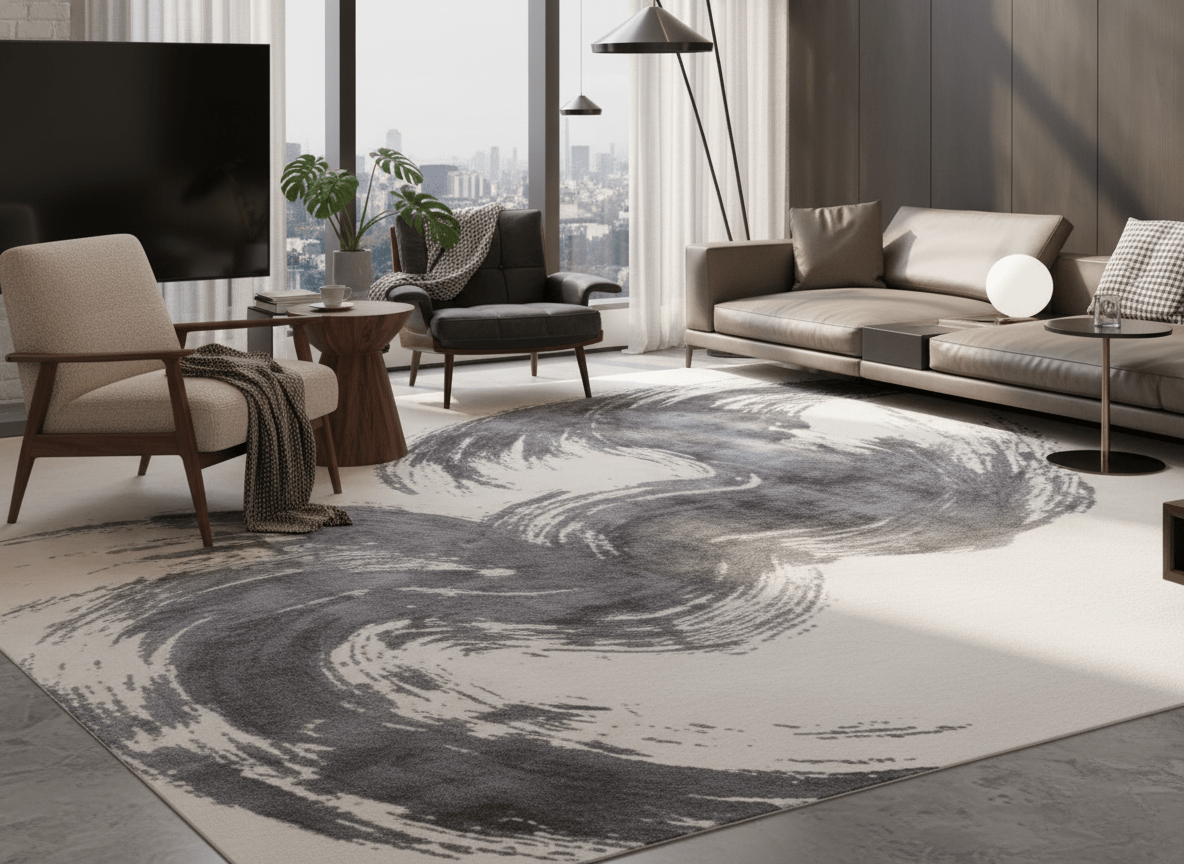 Calligraphy Brushstroke Modern Carpet