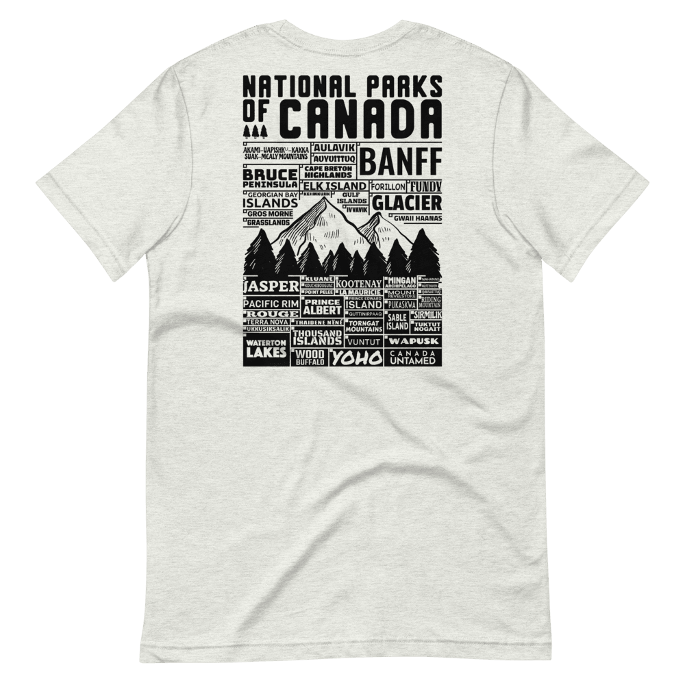 T-shirt unisexe Liste de vérification des parcs nationaux du Canada