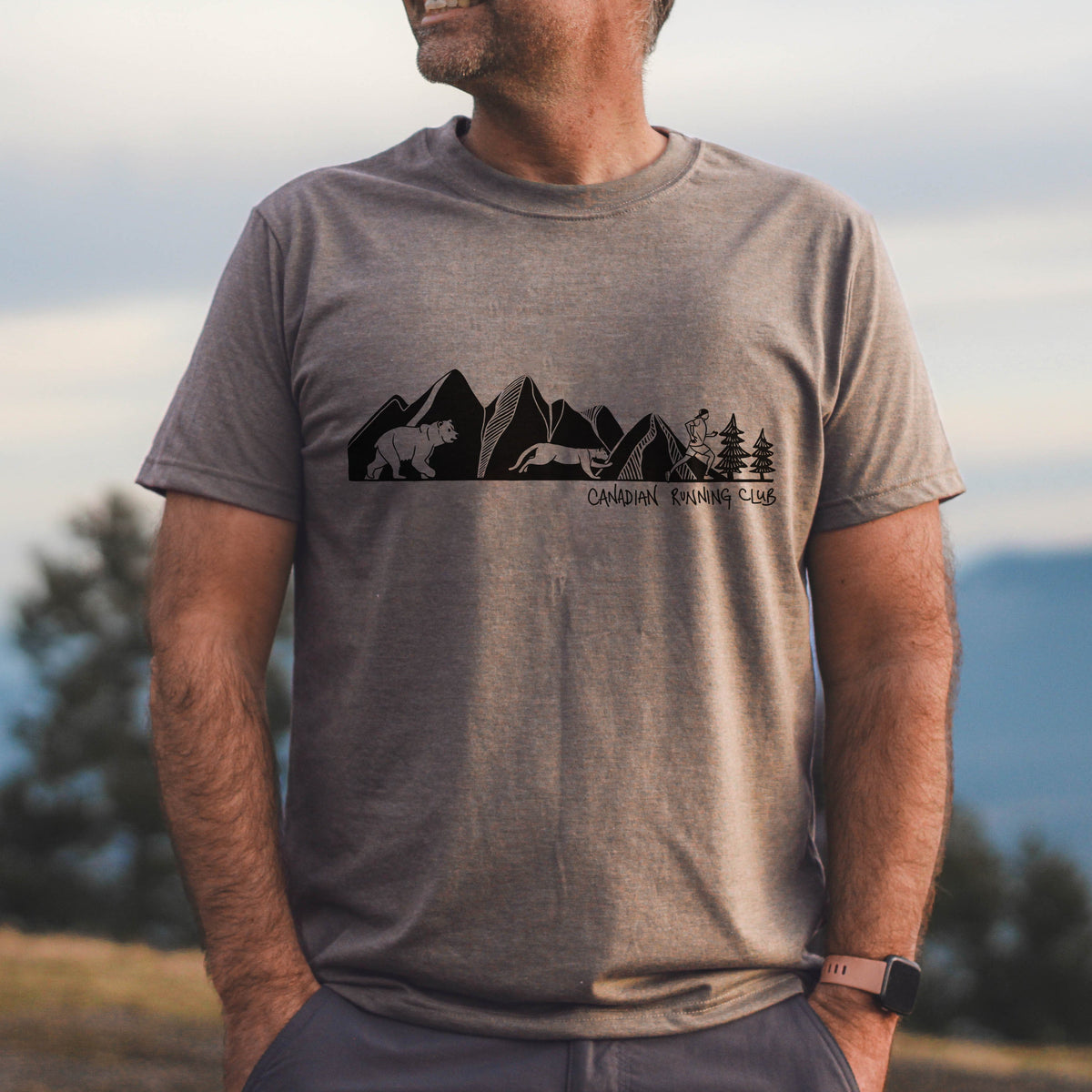 CANADIAN RUNNING CLUB - T-shirt éco unisexe - Brun chiné