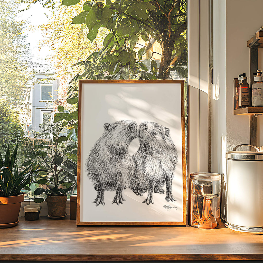 Kissing Capybaras - Animal Art Print
