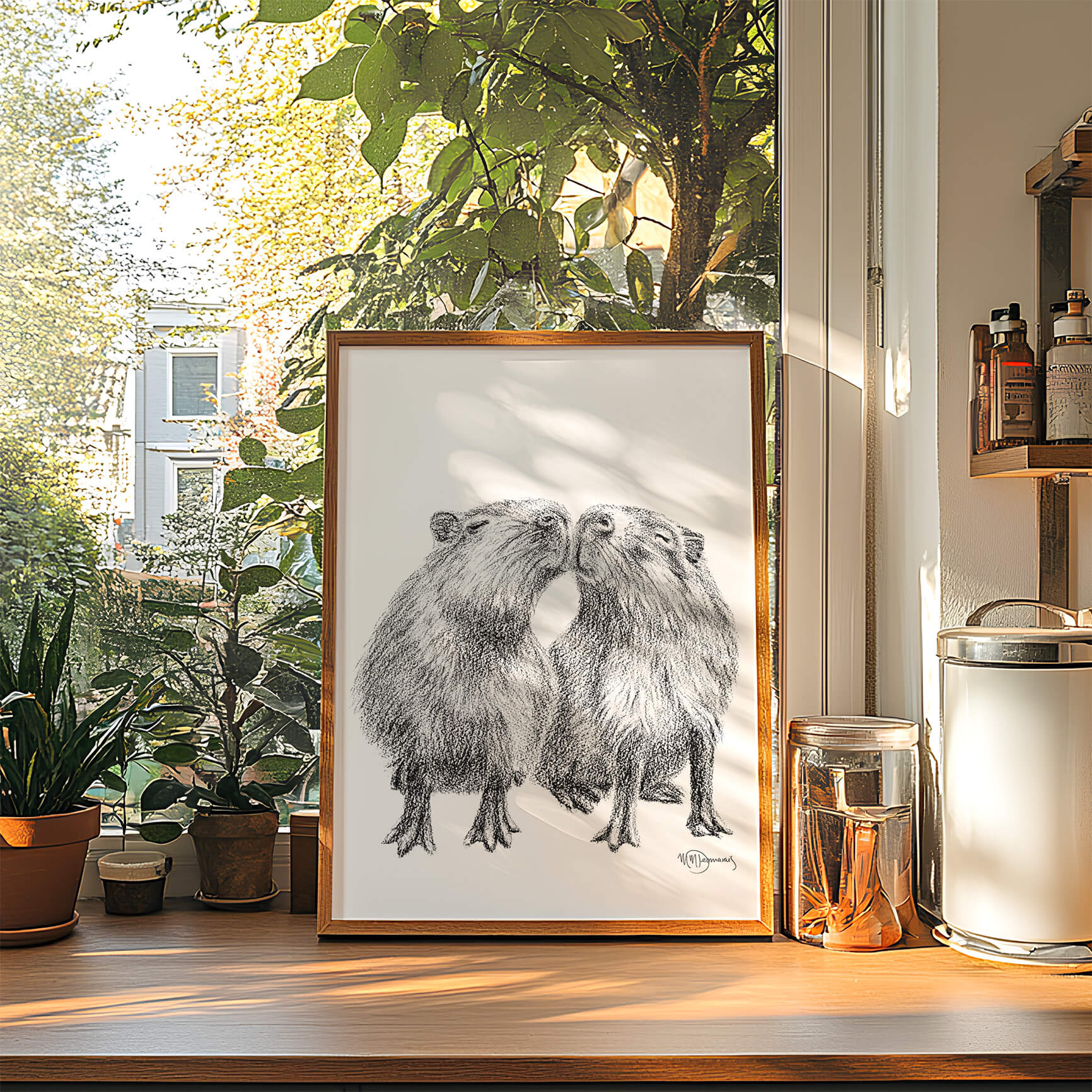 Kissing Capybaras - Animal Art Print