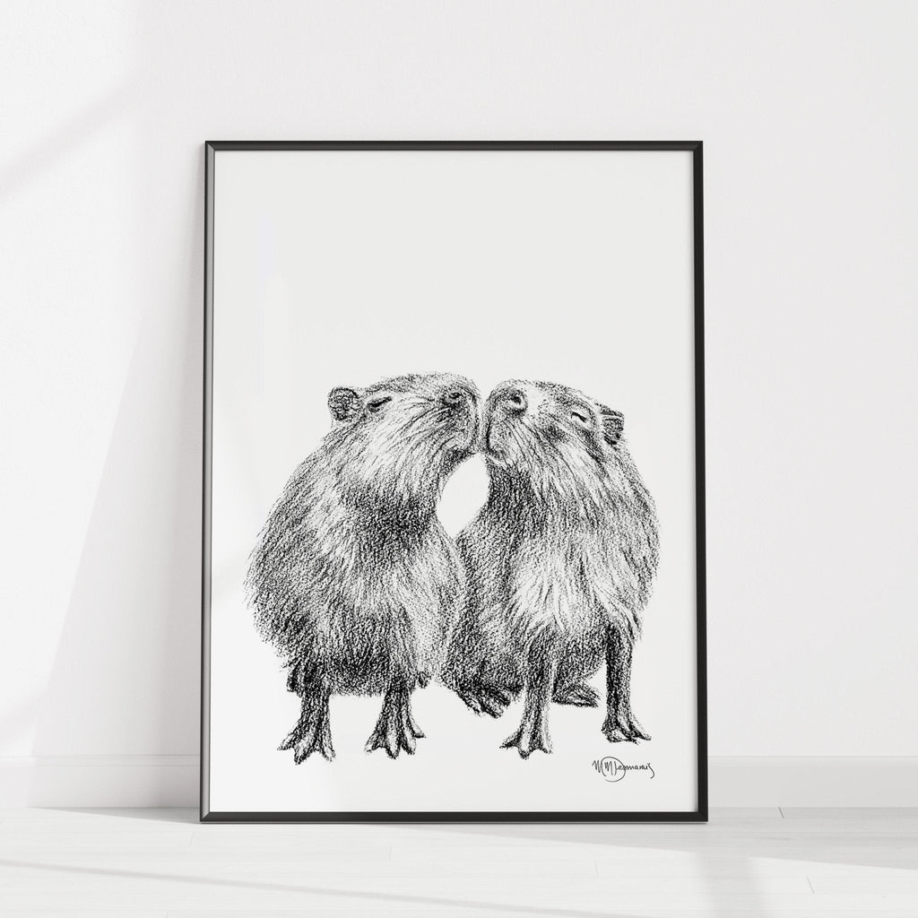 Kissing Capybaras - Animal Art Print
