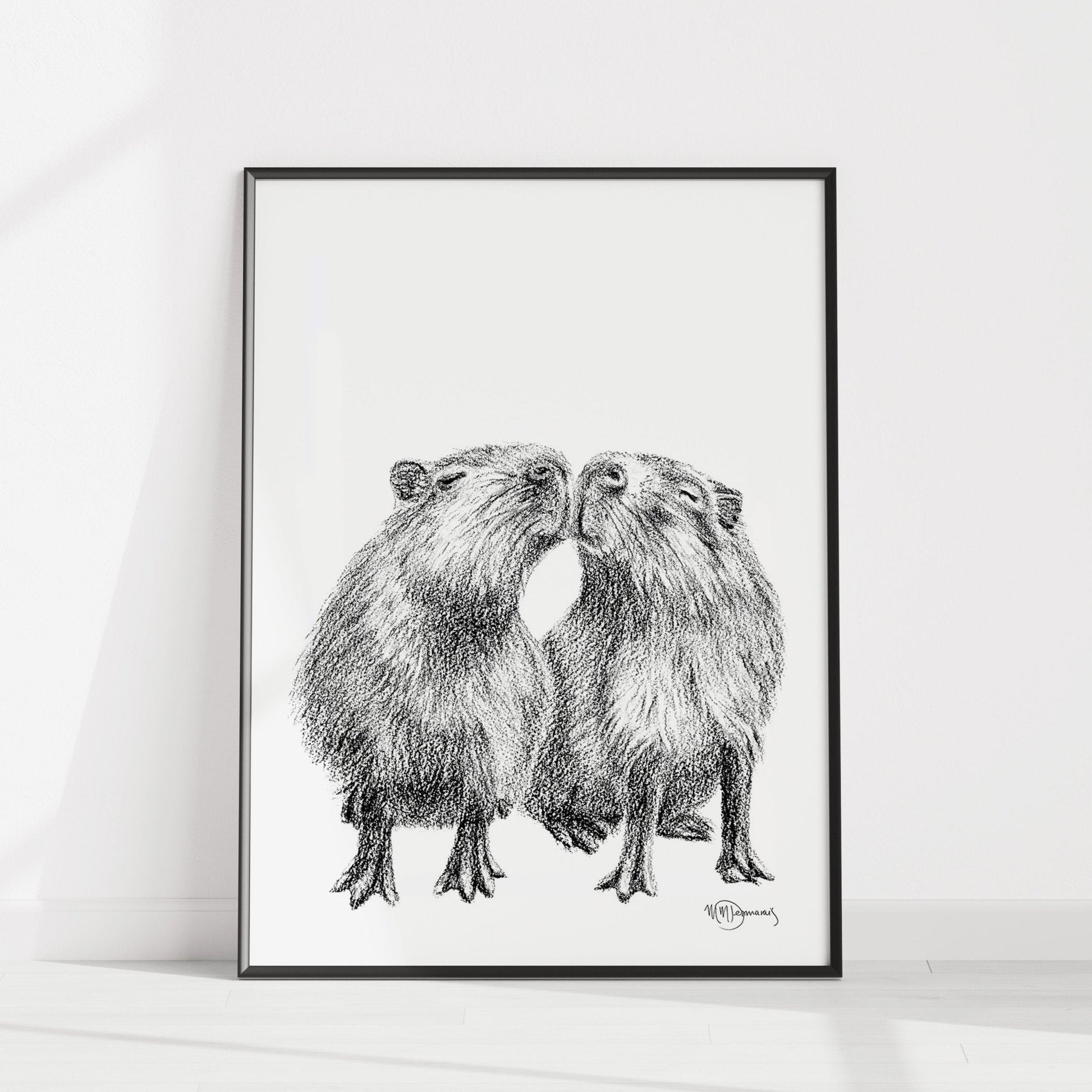 Kissing Capybaras - Animal Art Print