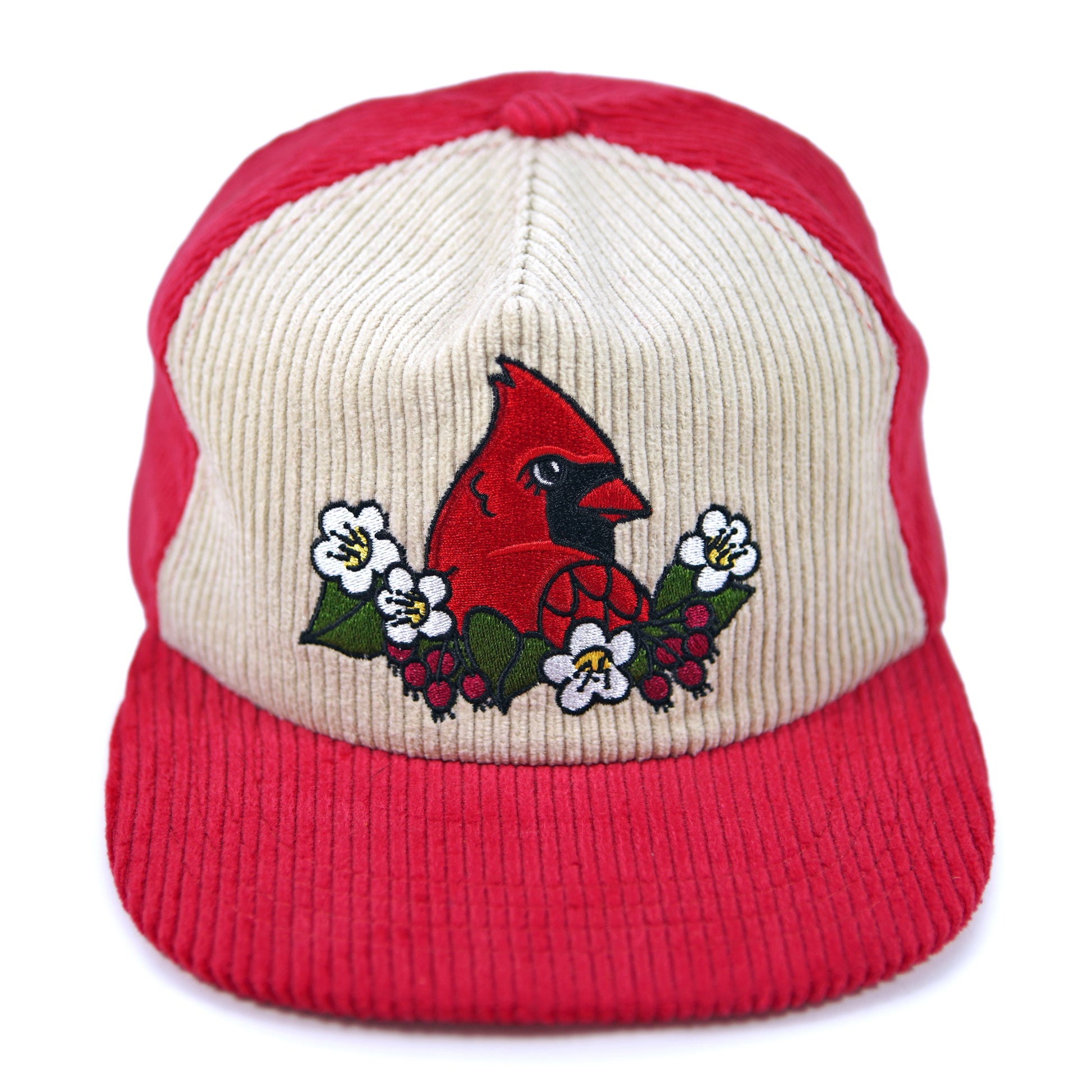 Chapeau Cardinal en velours côtelé bicolore