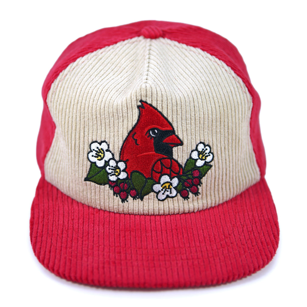 Chapeau Cardinal en velours côtelé bicolore 