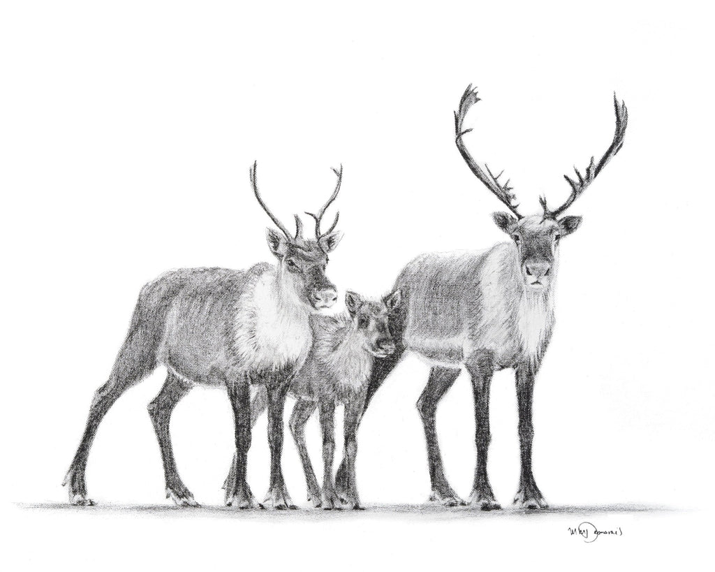 Caribous Family - Woodland Animal Wall Art
