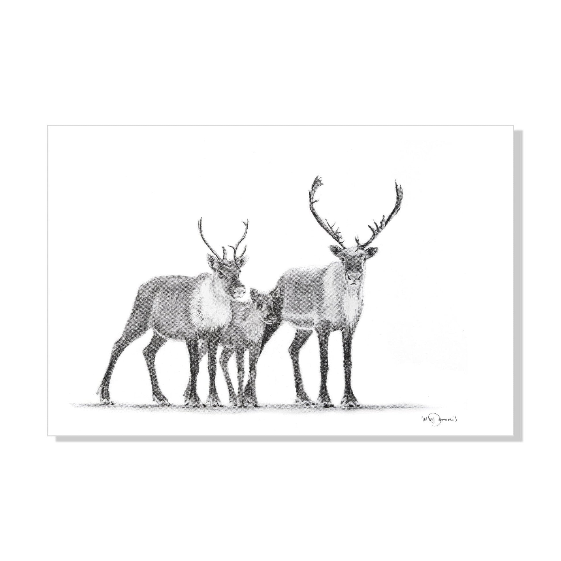 Caribous Family - Woodland Animal Wall Art