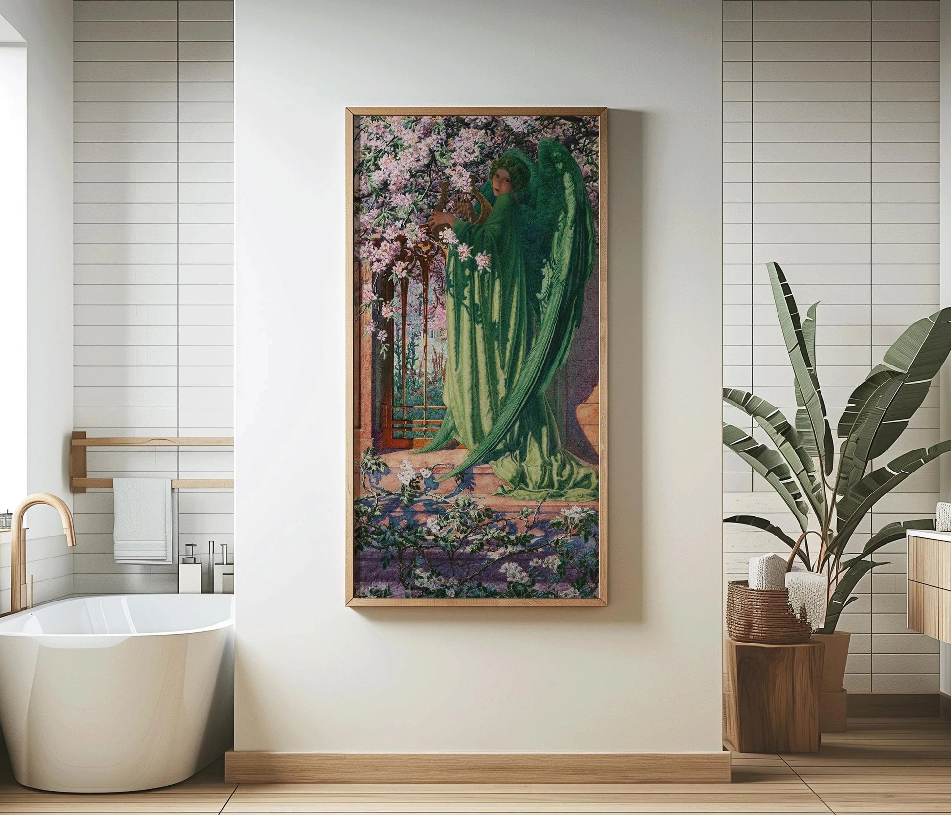 Estampe giclée « Ange vert » de Carlos Schwabe : œuvre symboliste, option encadrée