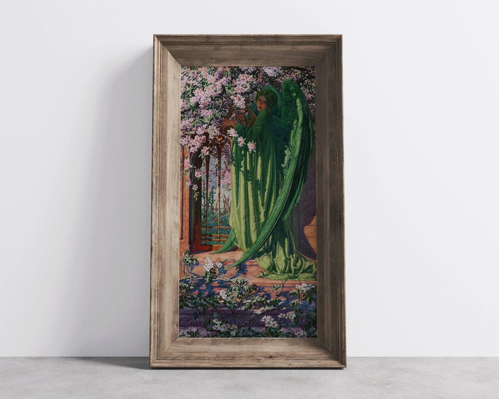 Estampe giclée « Ange vert » de Carlos Schwabe : œuvre symboliste, option encadrée
