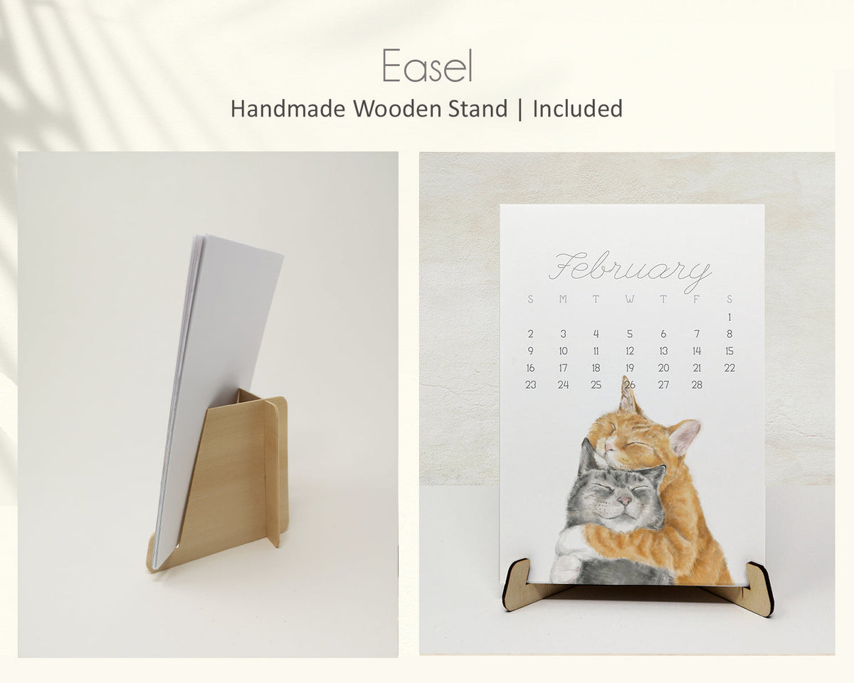 2026 Desk Calendar: Cat Watercolor Art