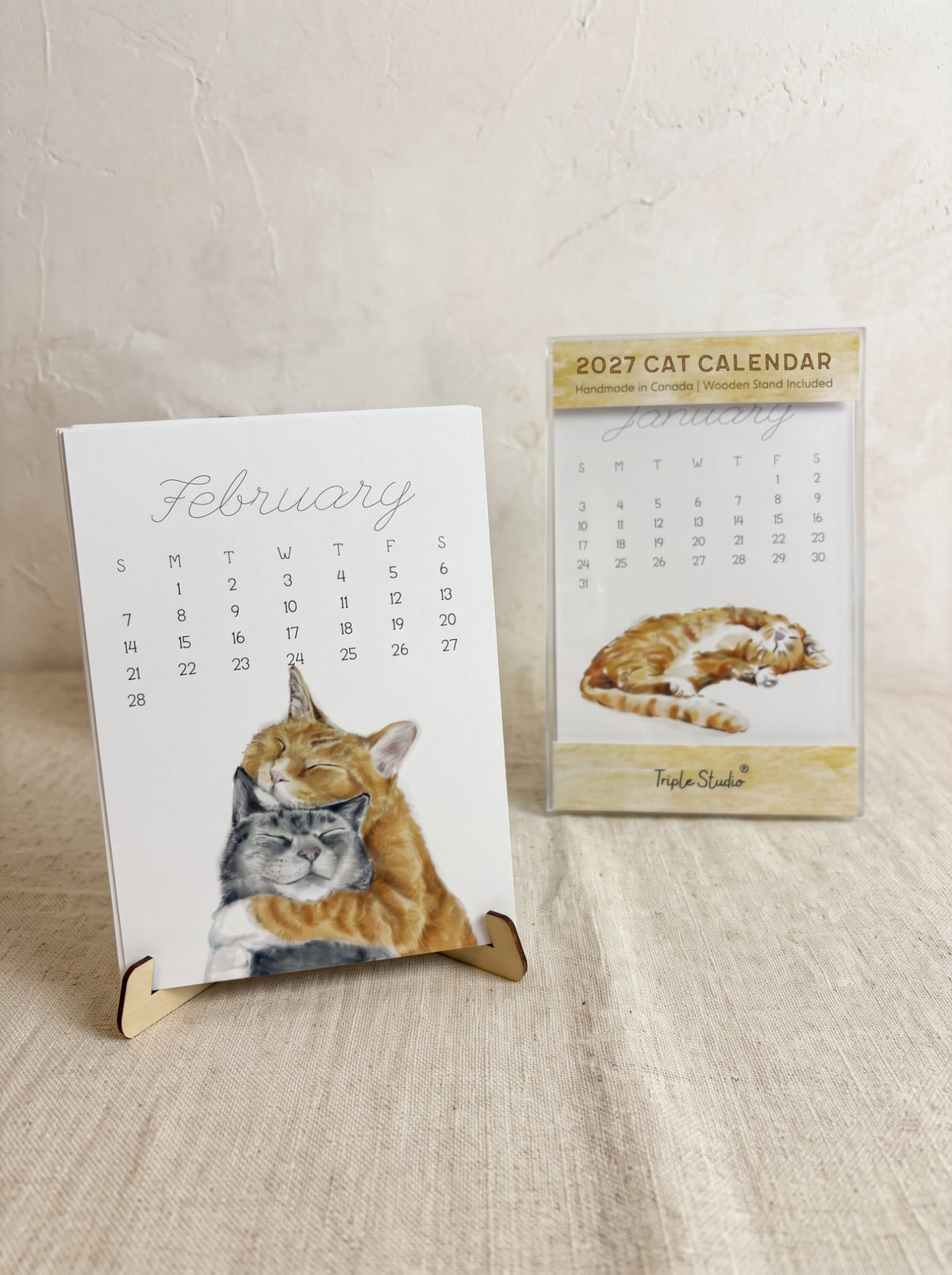 2026 Desk Calendar: Cat Watercolor Art
