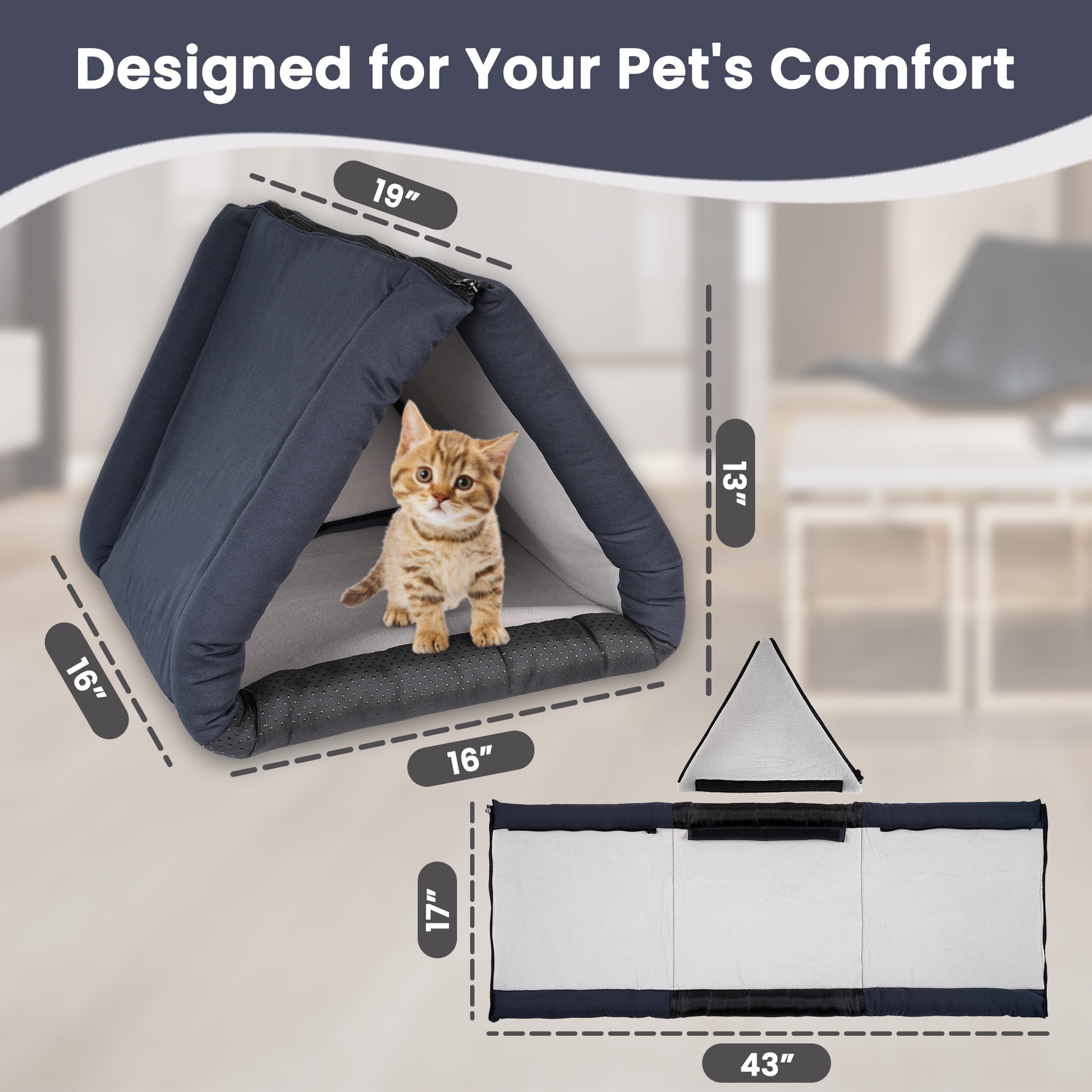 LuftPets 3-en-1 : niche pour chat, tunnel et lit douillet pour lapin
