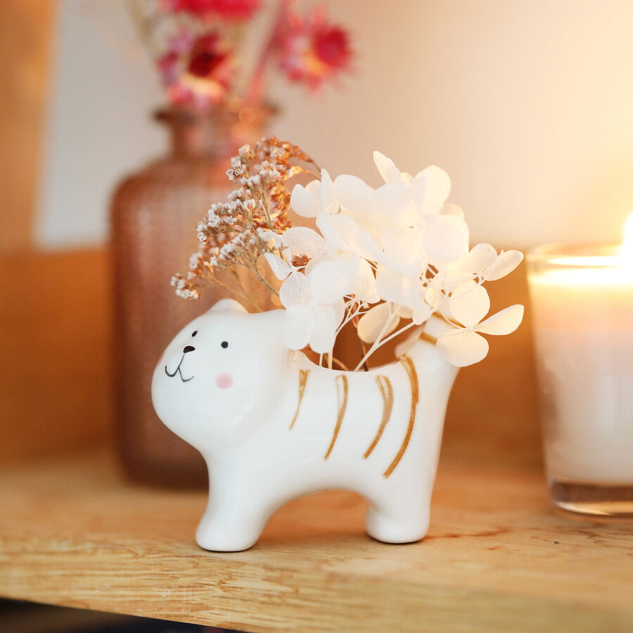 Ceramic Cat Bud Vase