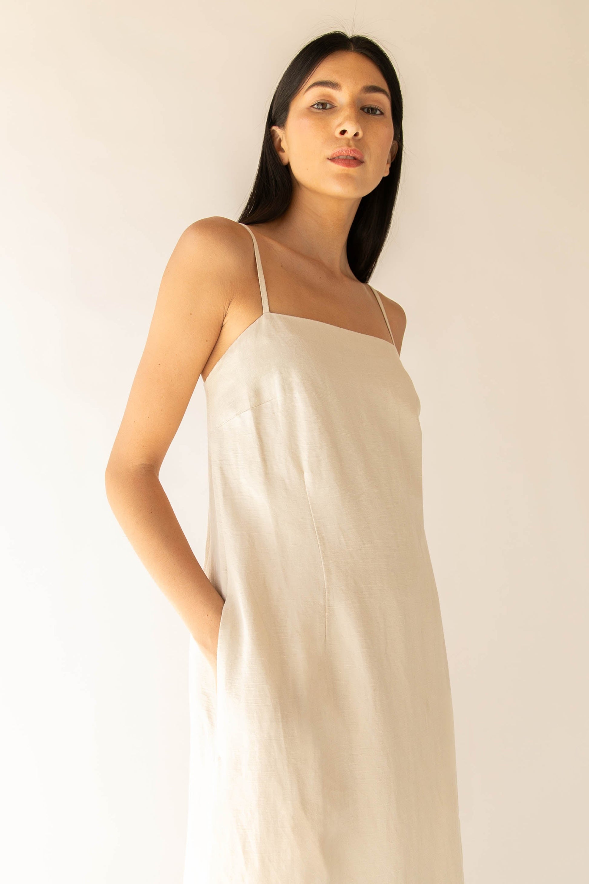 ROBE MAXI EN MÉLANGE DE LIN