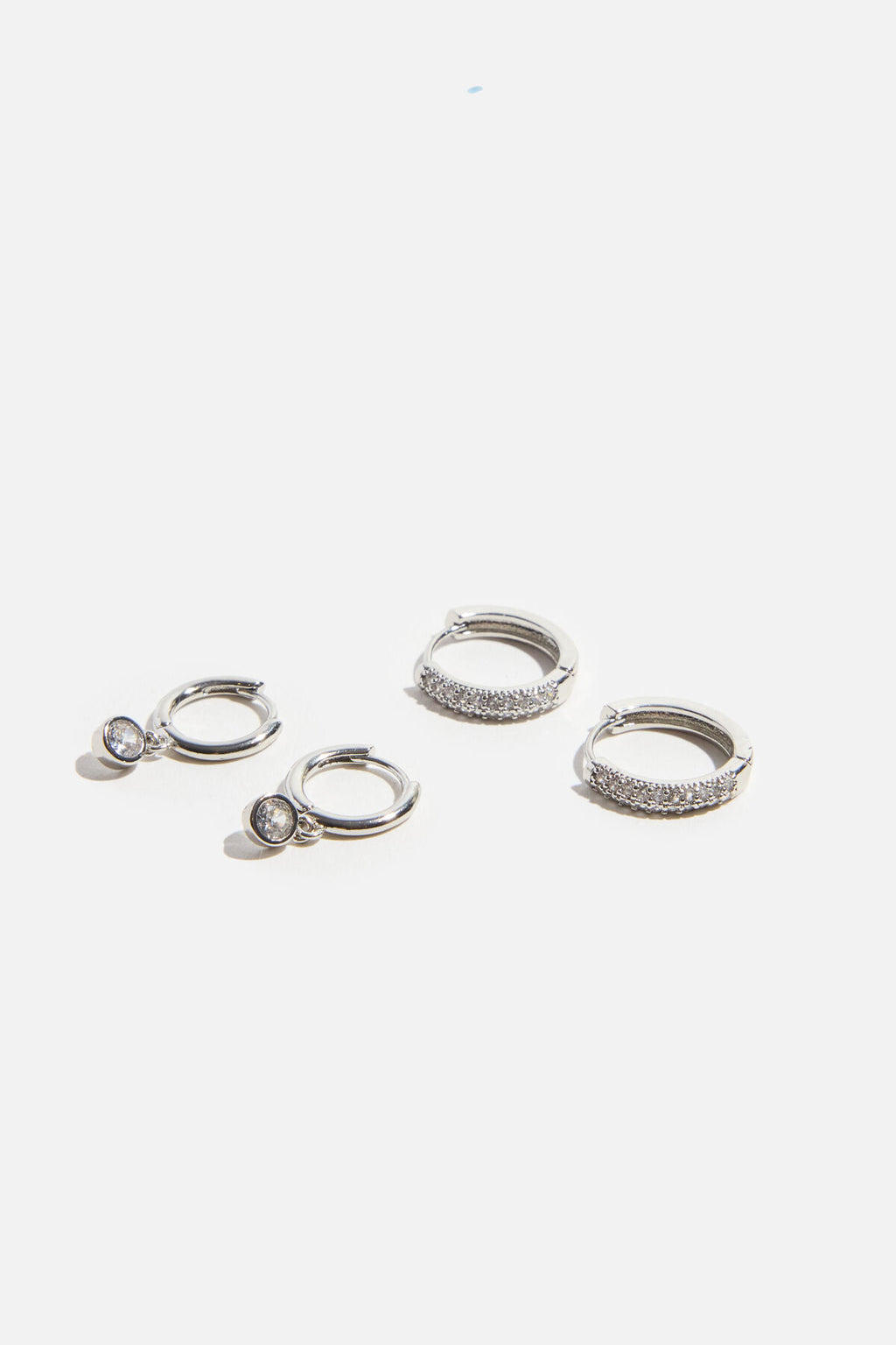Lot de 2 boucles d'oreilles créoles à pierres précieuses