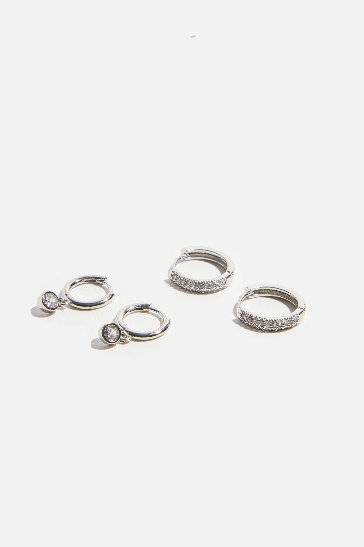 Lot de 2 boucles d'oreilles créoles à pierres précieuses