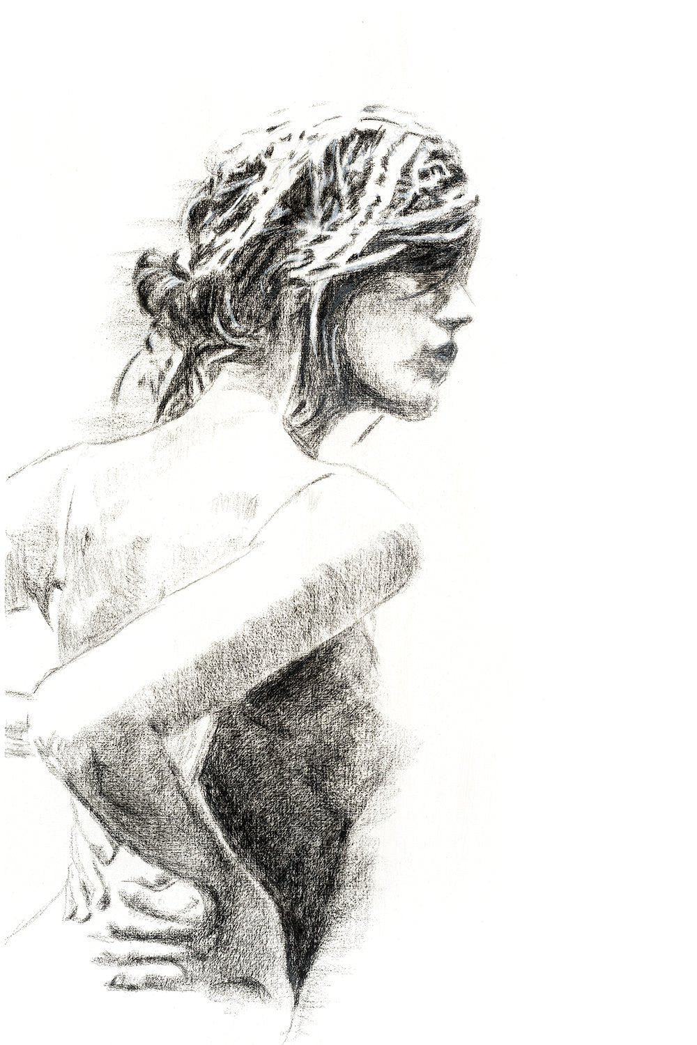 Charcoal Women Figure - Black and white art print