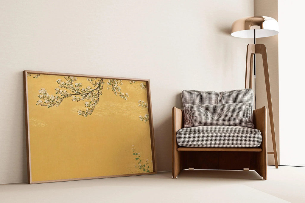 Estampe japonaise sur bois représentant des cerisiers en fleurs : reproduction giclée vintage de l’école Hasegawa