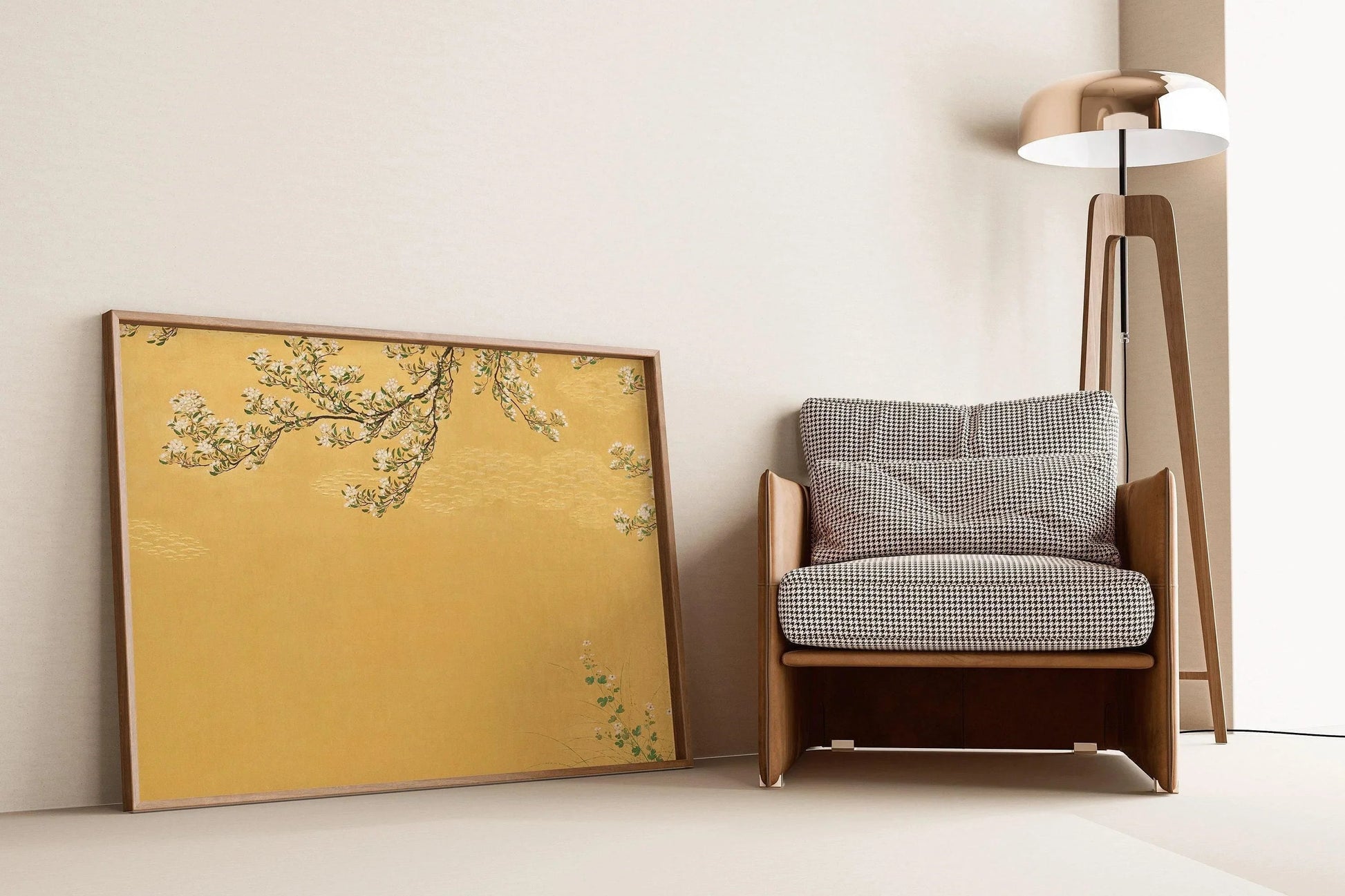 Estampe japonaise sur bois représentant des cerisiers en fleurs : reproduction giclée vintage de l’école Hasegawa
