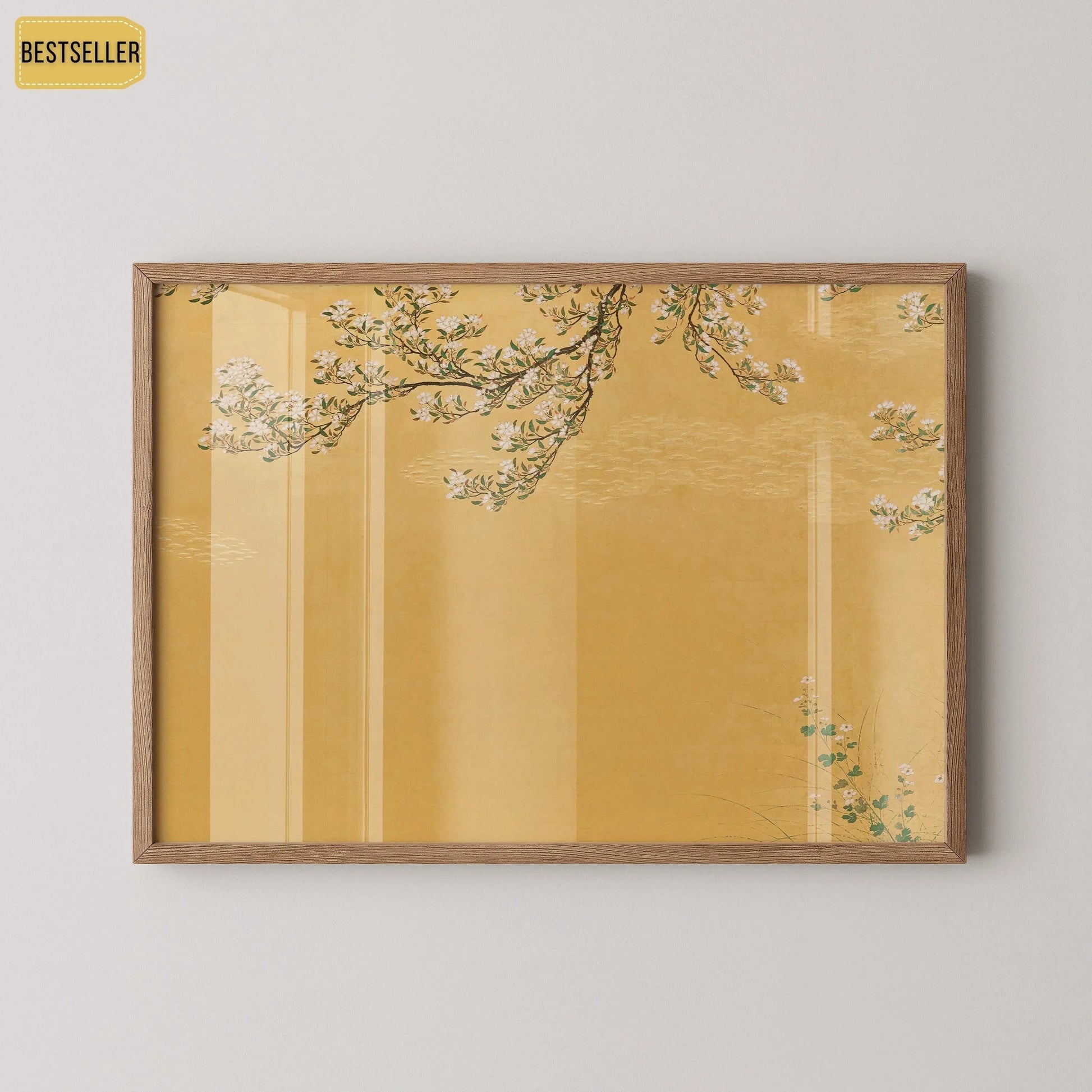 Estampe japonaise sur bois représentant des cerisiers en fleurs : reproduction giclée vintage de l’école Hasegawa