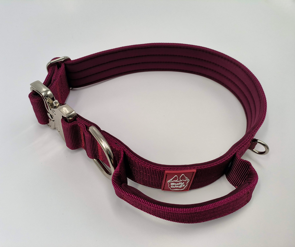 Collier tactique 1,5" avec poignée - Vin cerise