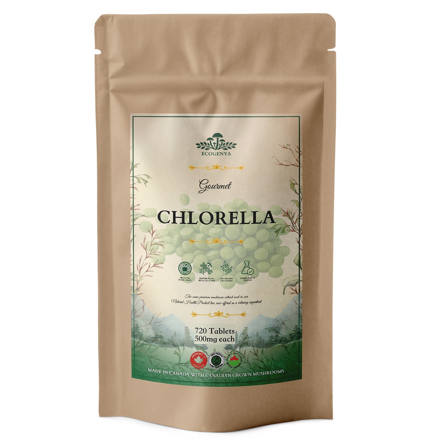 Ecogenya Daily Greens Chlorella Tablets – Broken Cell Wall Chlorella, Single Ingredient