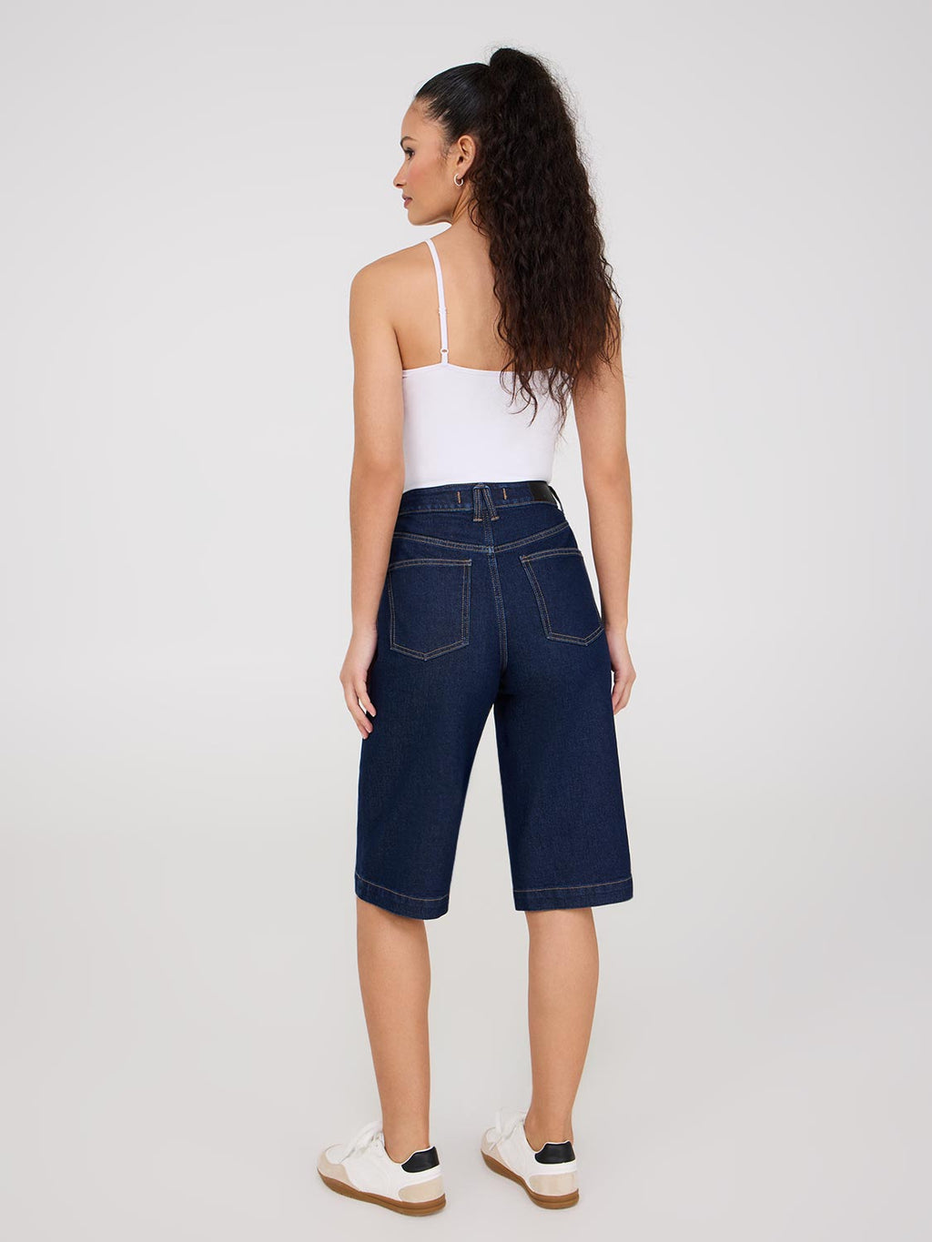 Bermuda en jean à jambes larges