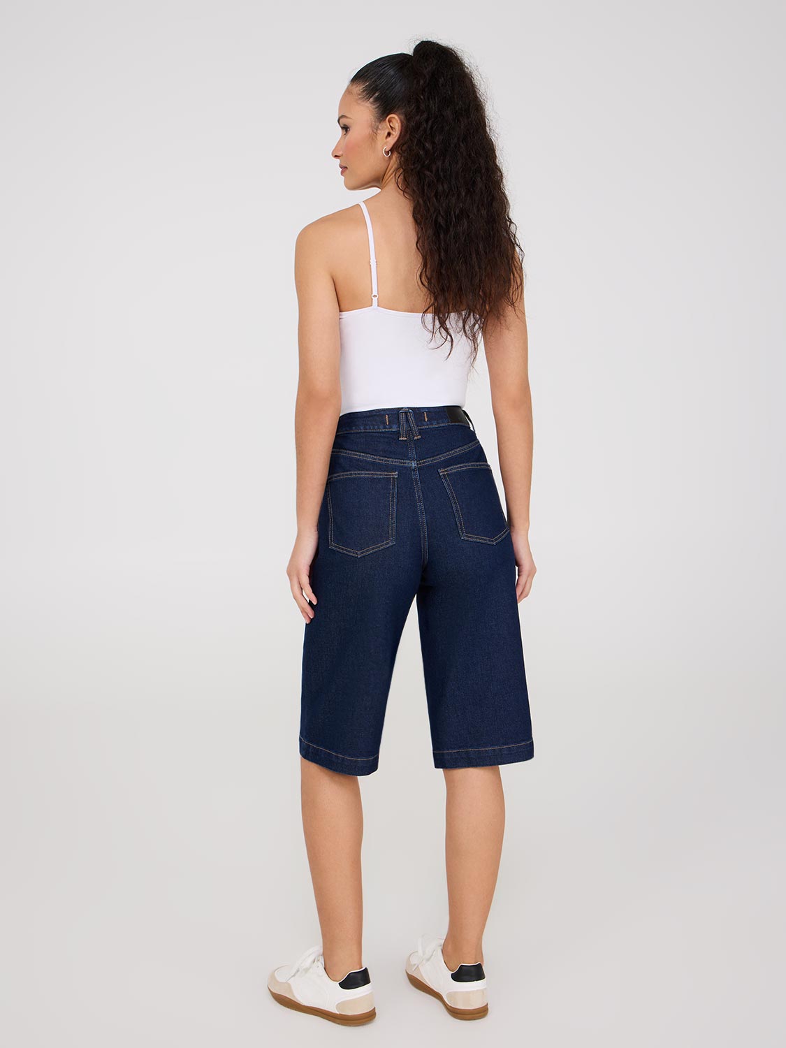 Bermuda en jean à jambes larges