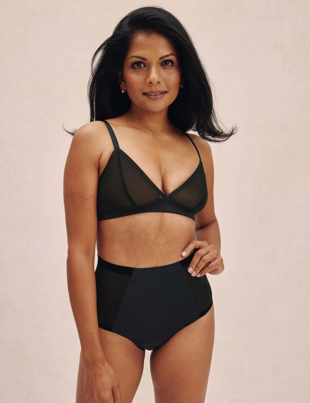 Maillot de bain taille haute en maille légère et étanche