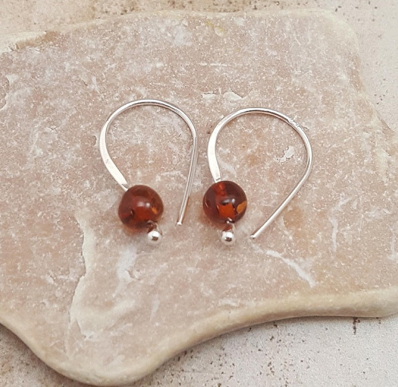 Sterling Silver Hoop Earrings: amber