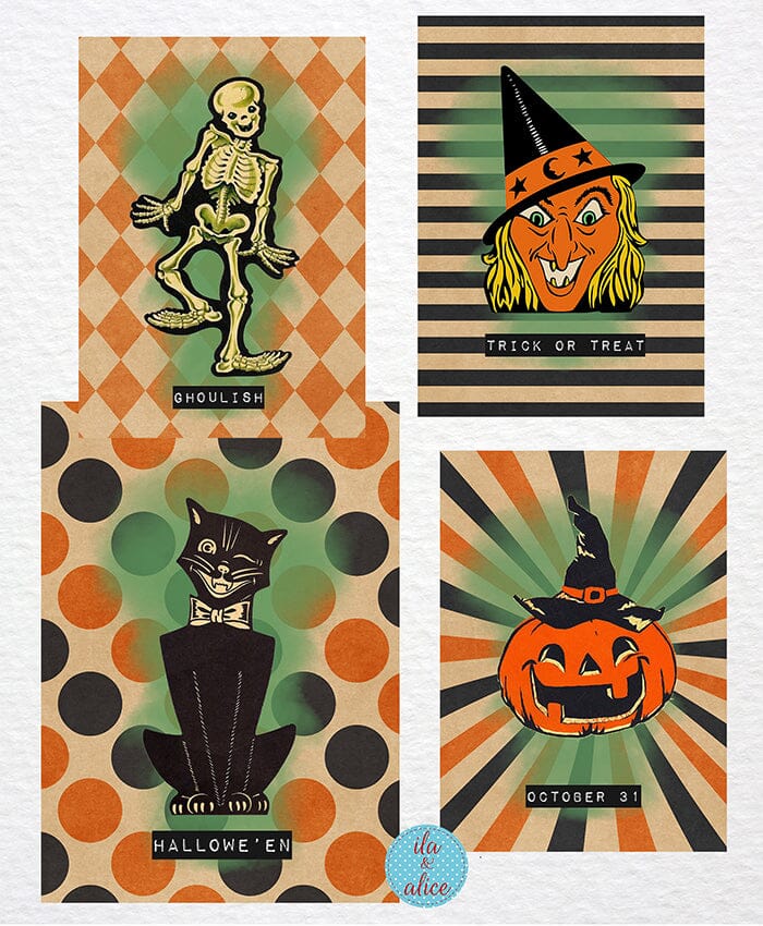 Retro Halloween Postcards