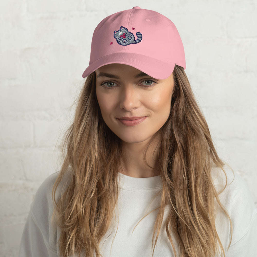 Embroidered Grey Tabby Cat Baseball Cap