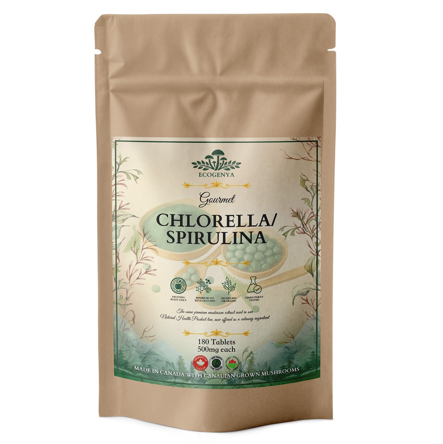 Ecogenya Daily Greens Chlorella & Spirulina Tablets – Broken Cell Wall Greens, No Fillers