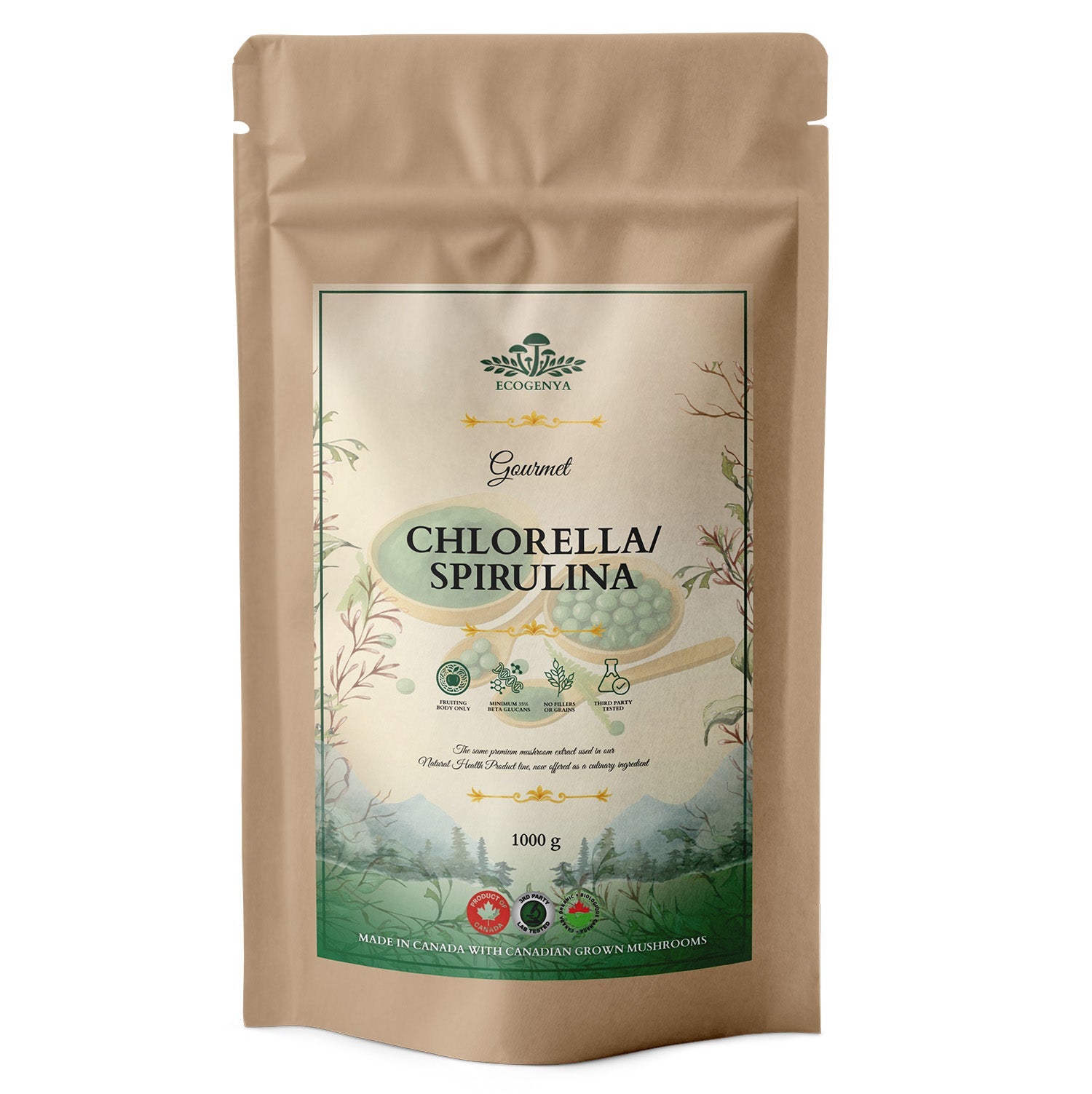 Ecogenya Daily Greens Chlorella & Spirulina Powder – 50/50 Blend for Smoothies & Juices