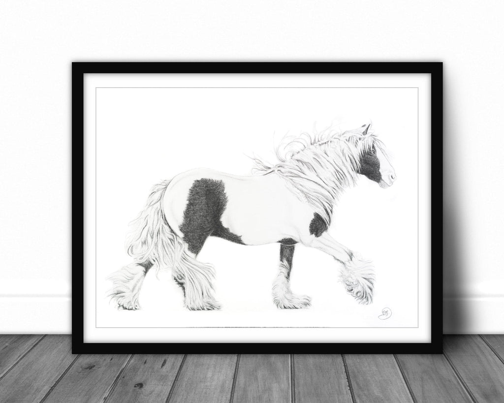 Cob Gypsy Horse - Black and white large wall art