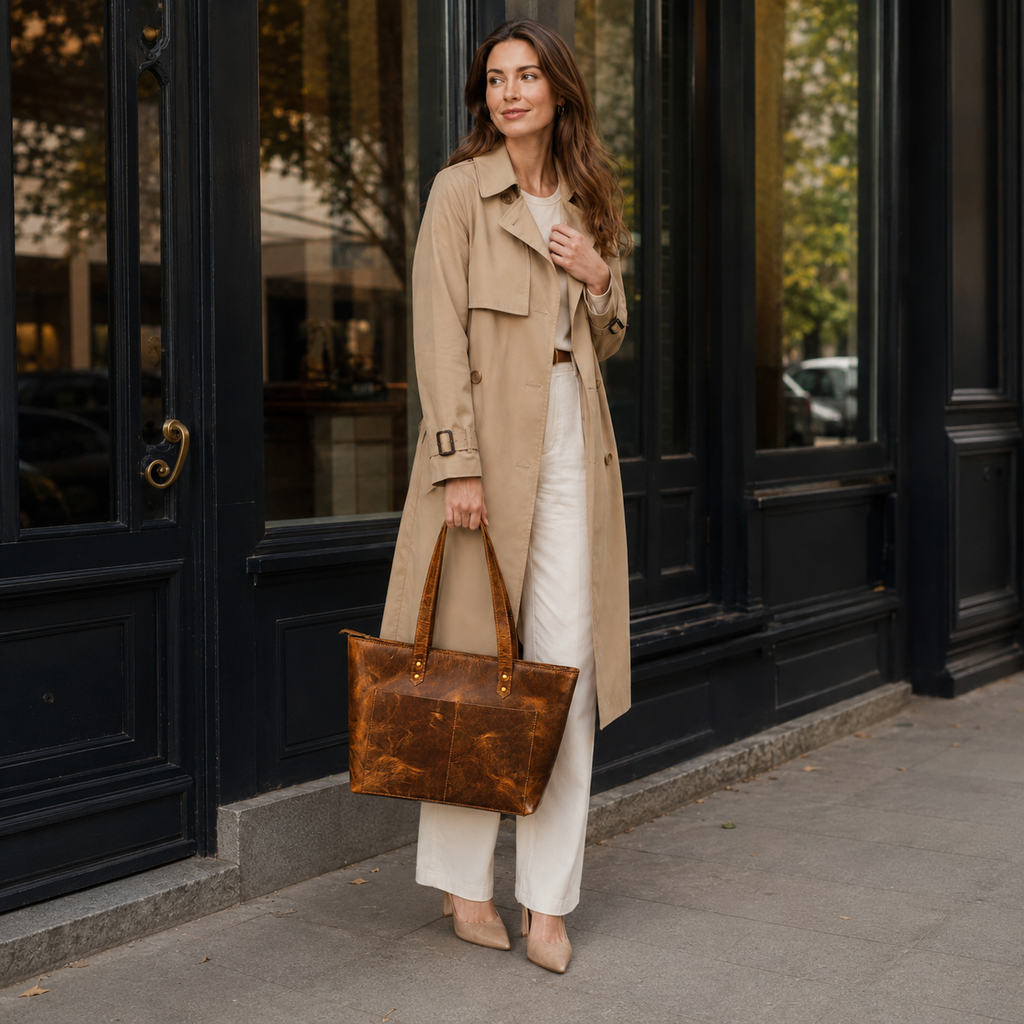 Classic Brown Leather Tote Bag