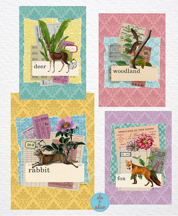 Woodland Collage Postcards