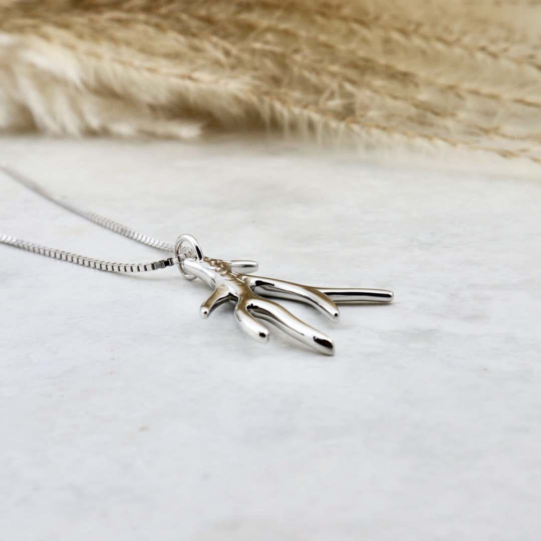 Sterling Silver Deer Antler Necklace