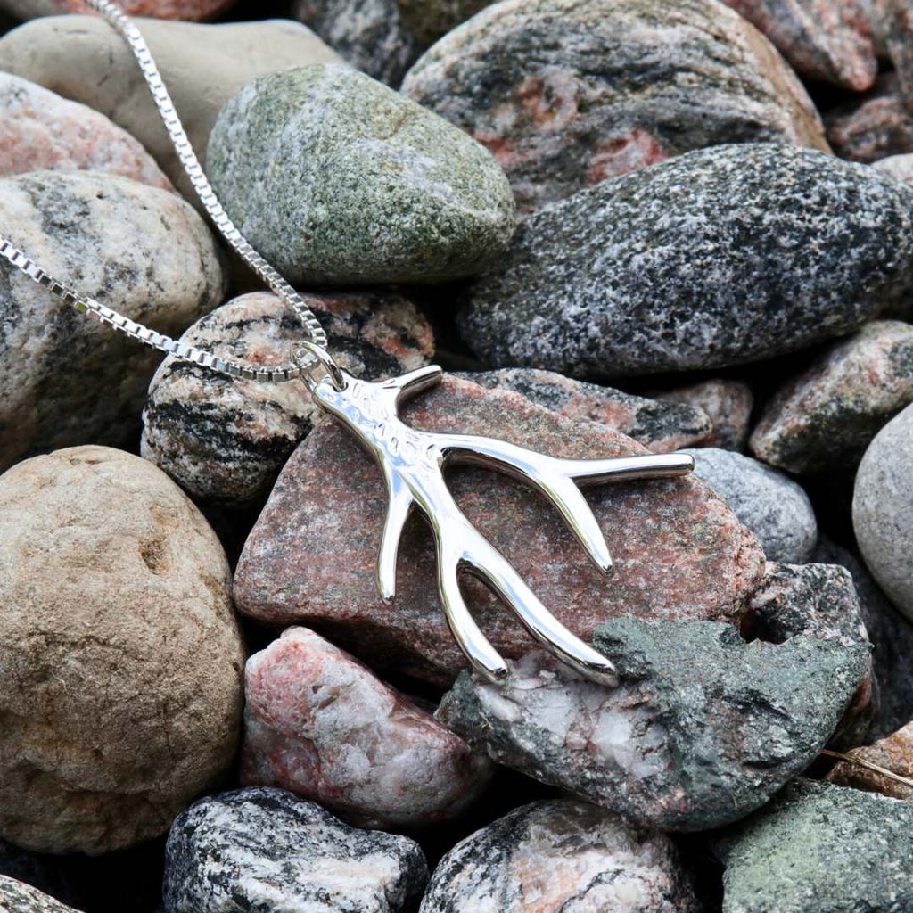 Sterling Silver Deer Antler Necklace