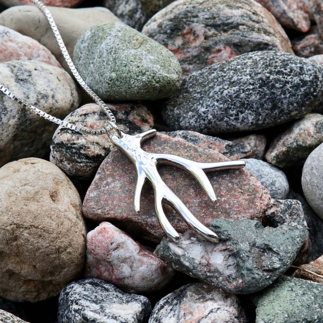 Sterling Silver Deer Antler Necklace