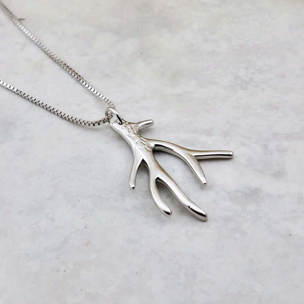Sterling Silver Deer Antler Necklace